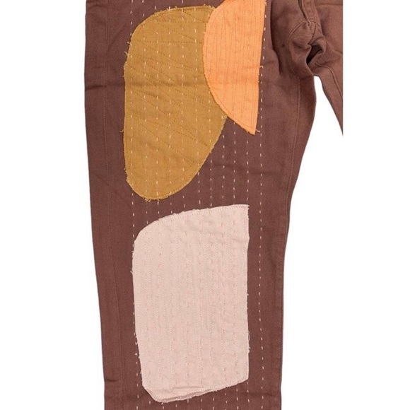 Sandrine Rose by Free People Brown (Carrub)  Patchwork Pants Size 28 - Picture 4 of 15